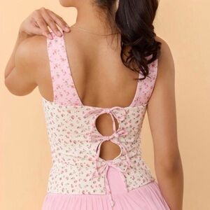 NWT Blogilates Pink Tiny Bows Corset Tank Top - Small - Discontinued Style HTF